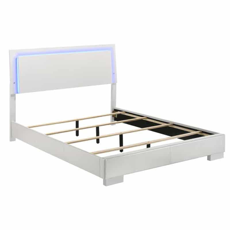 Felicity Wood Queen Led Panel Bed White High Gloss
