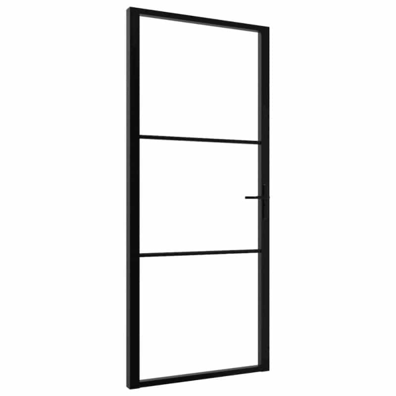 Interior Door Esg Glass And Aluminum 40.4"X79.3" Black