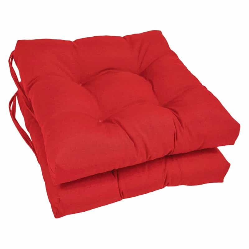 16-Inch Solid Twill Square Tufted Chair Cushions (Set Of 2)