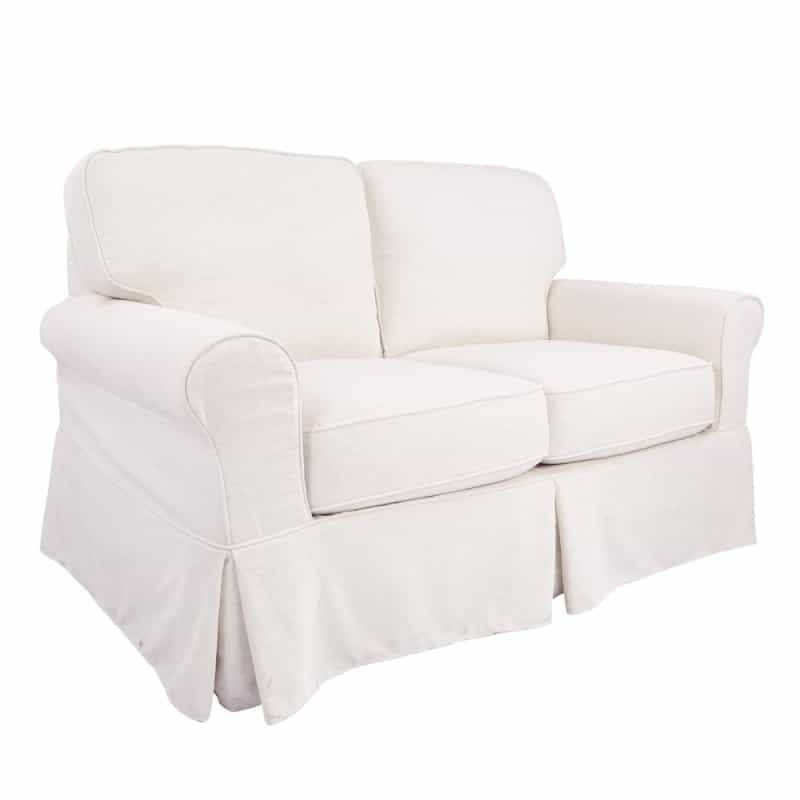 Loveseat With Ivory Slip Cover