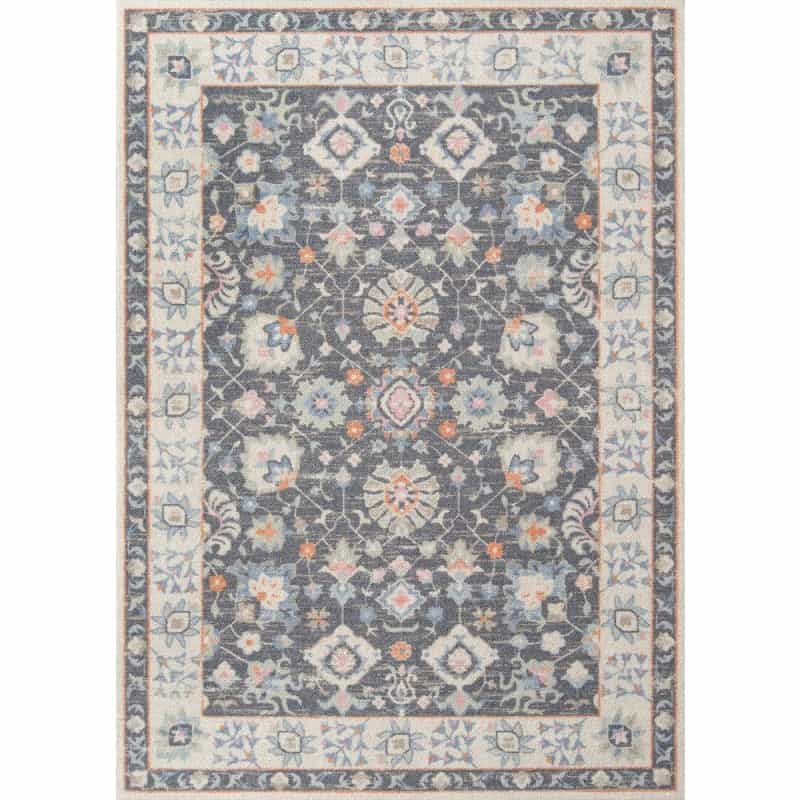 Traditional Runner Area Rug, Charcoal, 2'3" X 7'6" Runner
