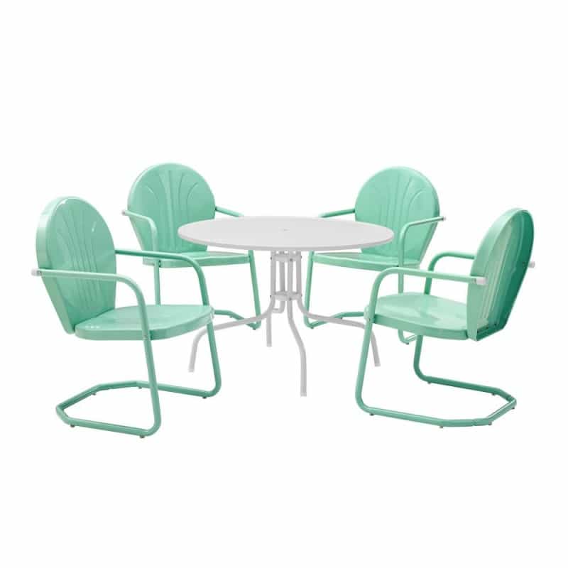 Griffith 5Pc Round Retro Outdoor Dining Set - Table & 4 Chairs