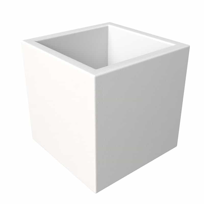 Fern Series Poly Stone Planter 15" Cube In White