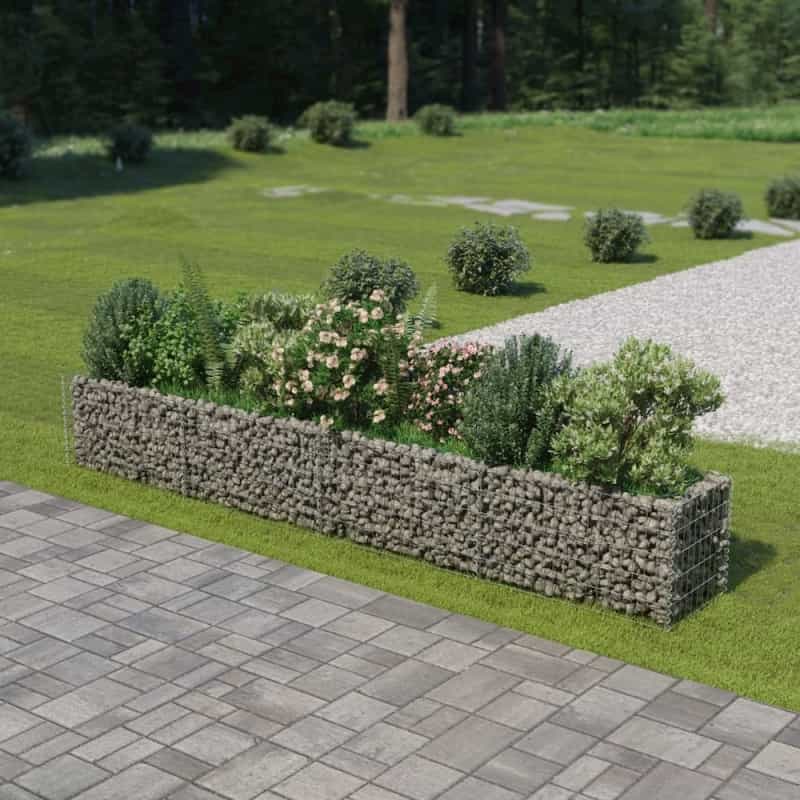 Gabion Raised Bed Silver Galvanized Steel 141.7X19.7X19.7 In