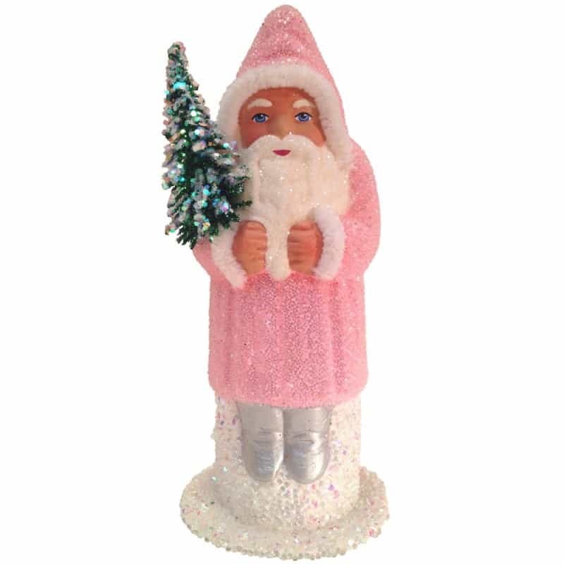Paper Mache Candy Container - Santa Rose Coat With Glitter