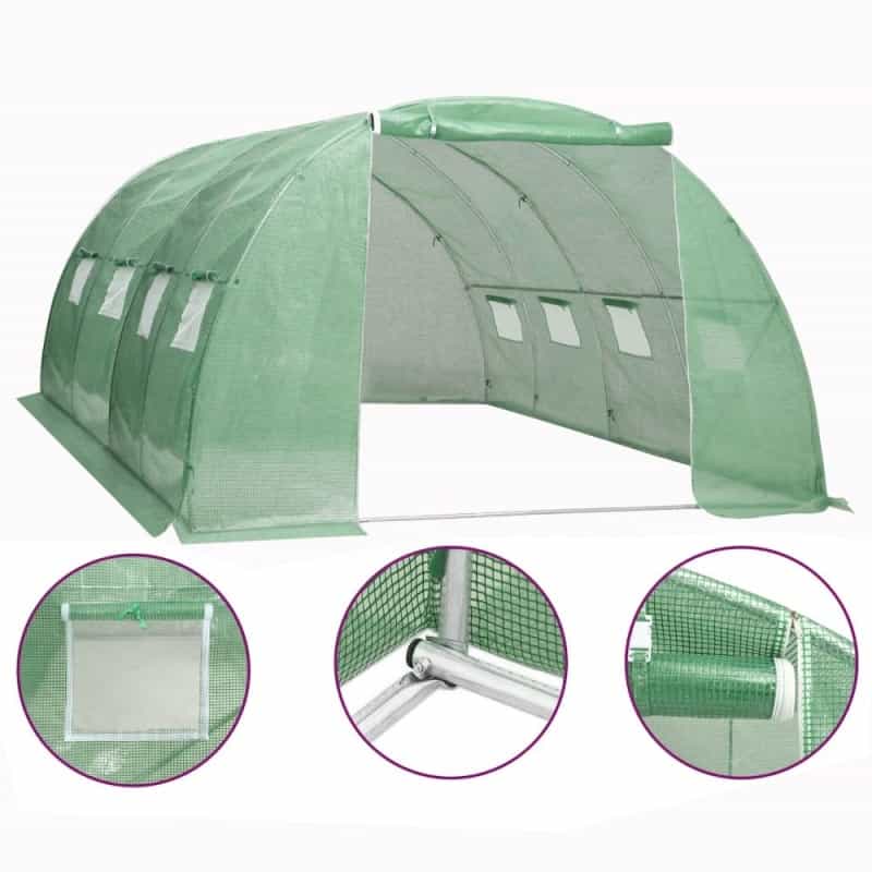 Greenhouse Green Pe Mesh Fabric, Galvanized Steel 172.2 Sq. Ft