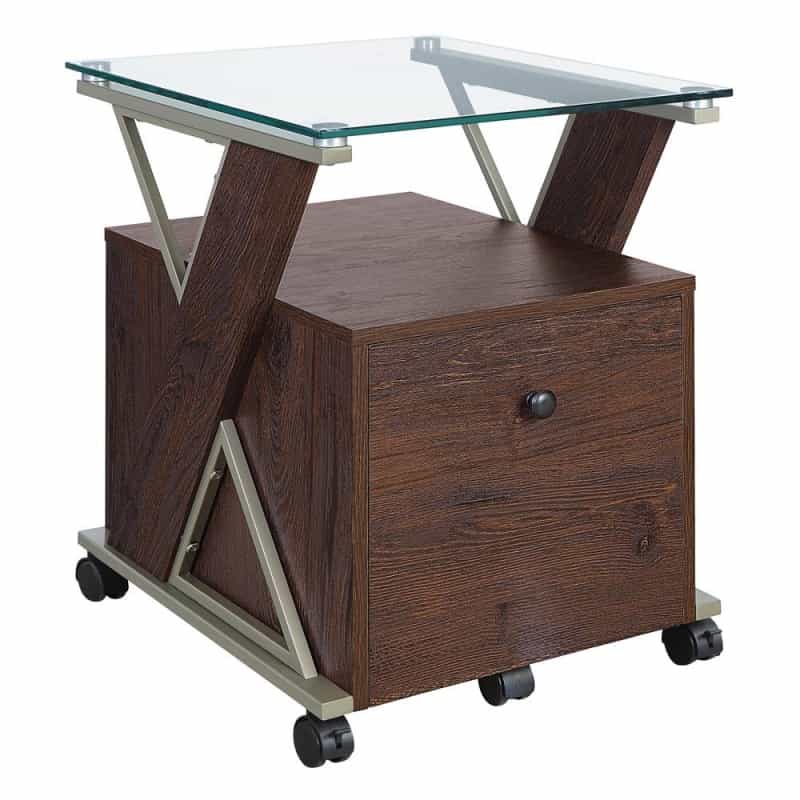 Zenos Mobile File Cabinet With Casters In Traditional Cherry