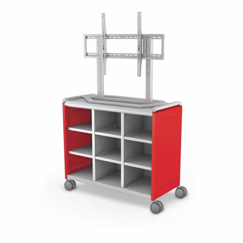 Compass Cabinet - Maxi H2 -Cubbies / Casters / Tv Mount- Red