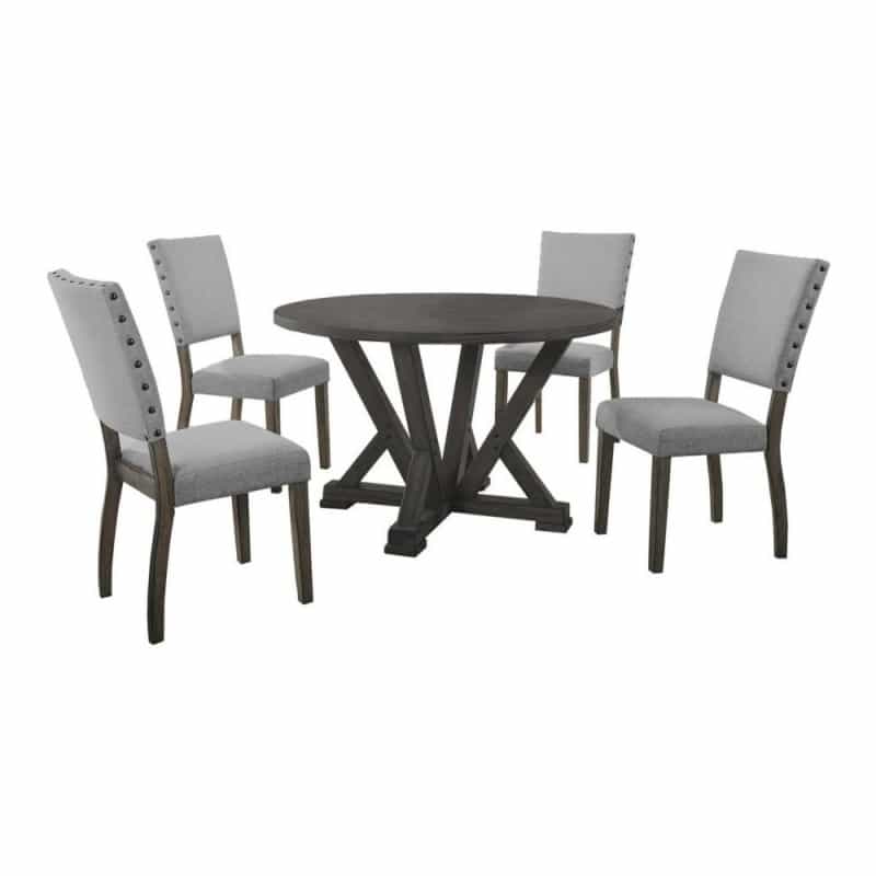 Best Master 5-Piece Solid Wood Round Dinette Set In Antique Rustic Gray