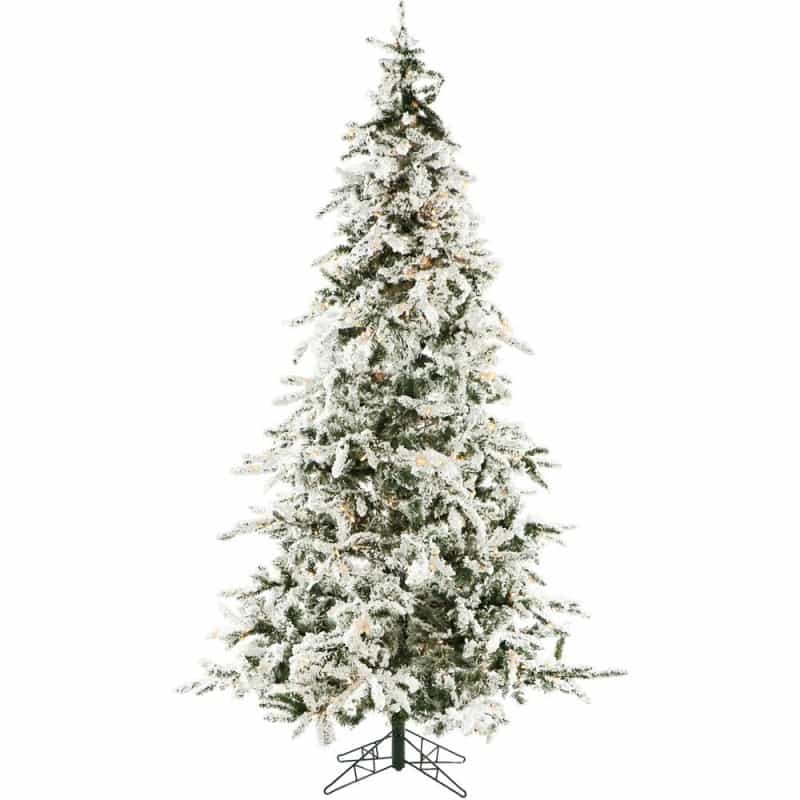 Christmas Time 7.5' White Pine, Snowy Tree, Clear Led Lights, Ez Cnct