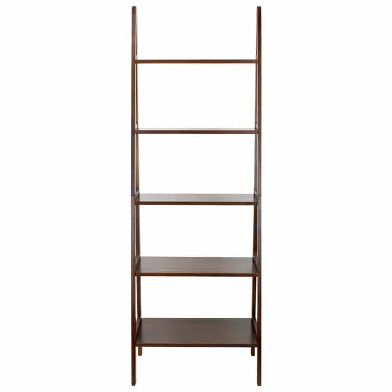 5-Shelf Ladder Bookcase-Warm Brown