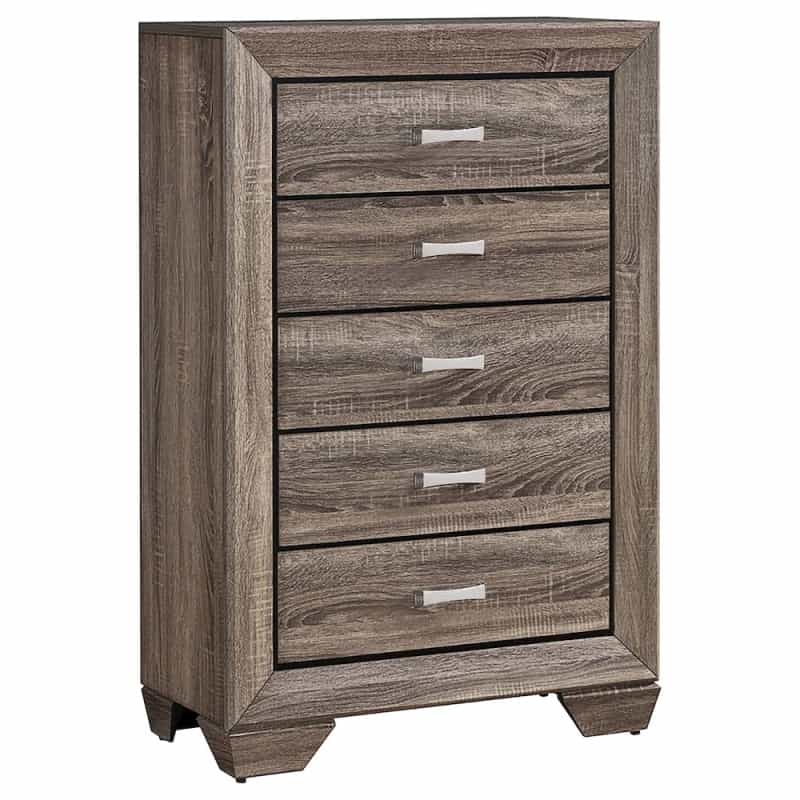 Kauffman 5-Drawer Bedroom Chest Washed Taupe