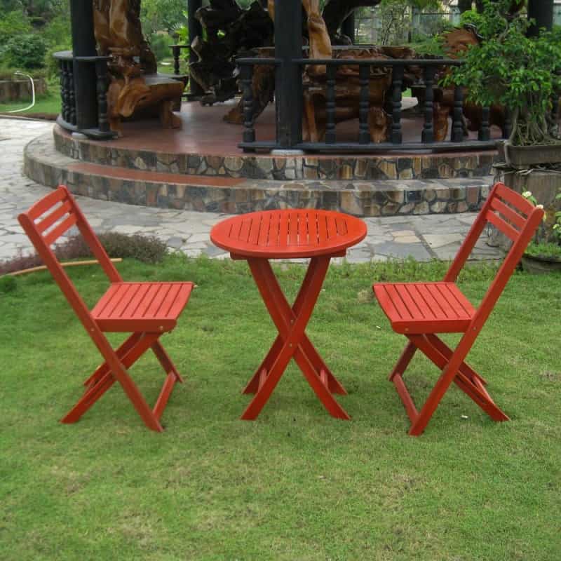 Set Of 3 Acacia Folding Bistro Set