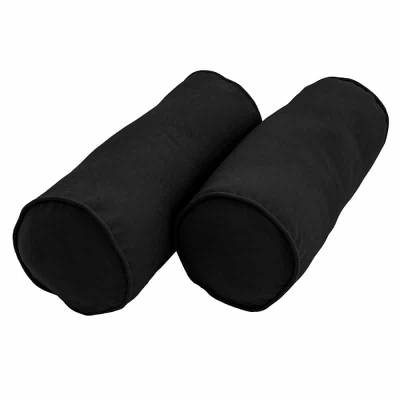 20-Inch By 8-Inch Double-Corded Solid Twill Bolster Pillows With Inserts (Set Of 2), Black