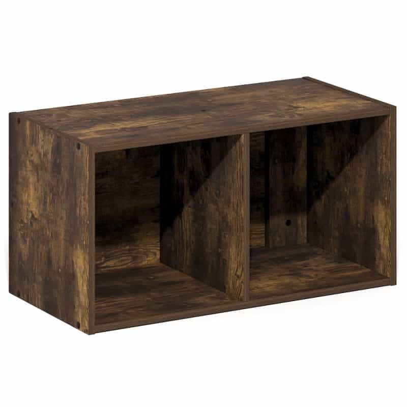 Fano 2-Cube Floating Shelves For Wall, Standing Bookshelf, Amber Pine