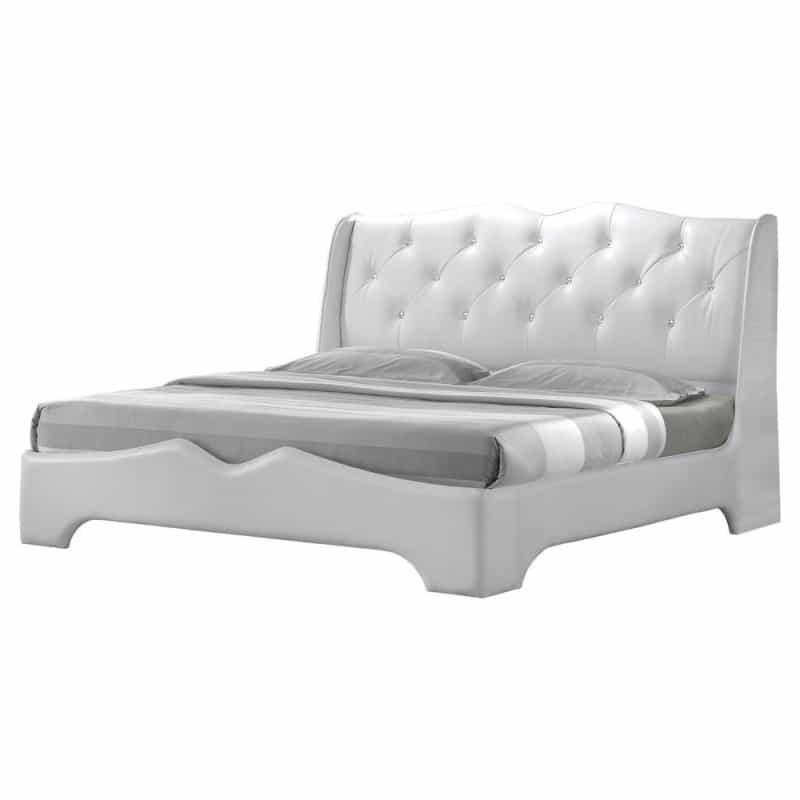 Best Master Madrid Leather- Like Fabric Cal King Platform Bed In Off White