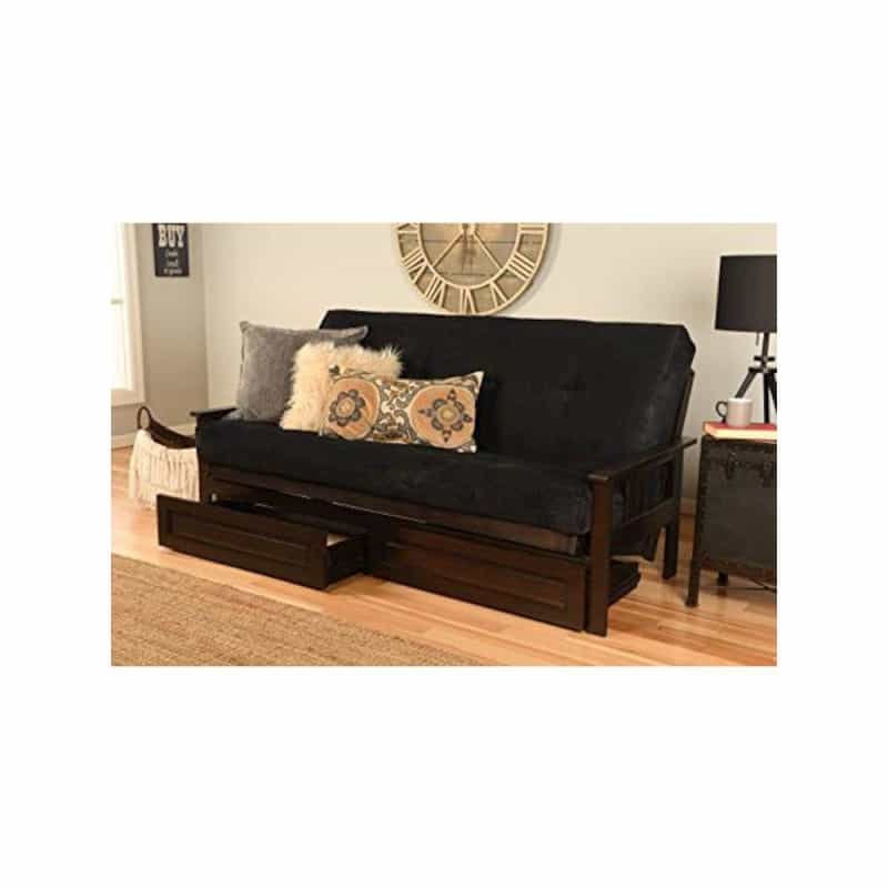 Monterey Frame-Espresso Finish-Suede Black Mattress-Storage Drawers