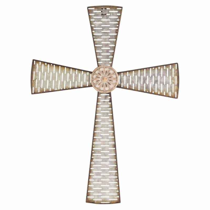 Metal Wall Cross Silver 22"