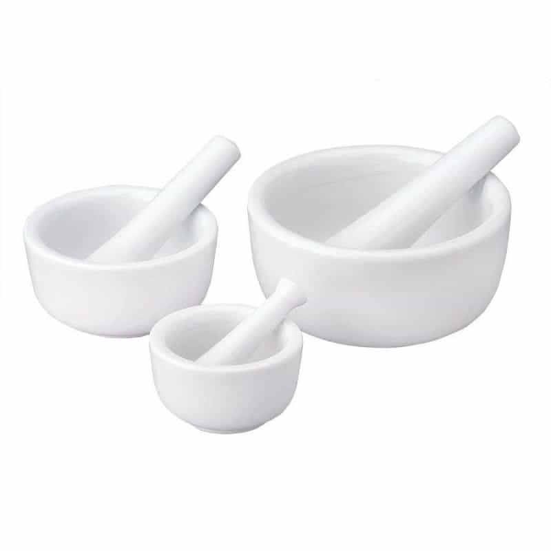 Harold Import Hic 3-Piece Porcelain White Mortar & Pestle Set 2.5", 3.5", 4.5"