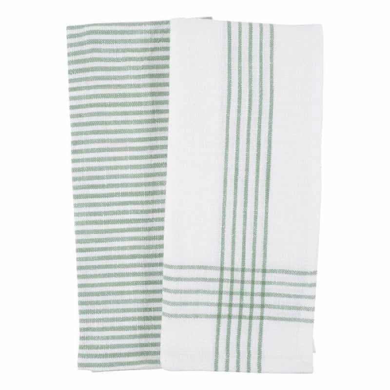 Mineral Green Monaco Washed Dish Towels 18" X 24" Set Of 2