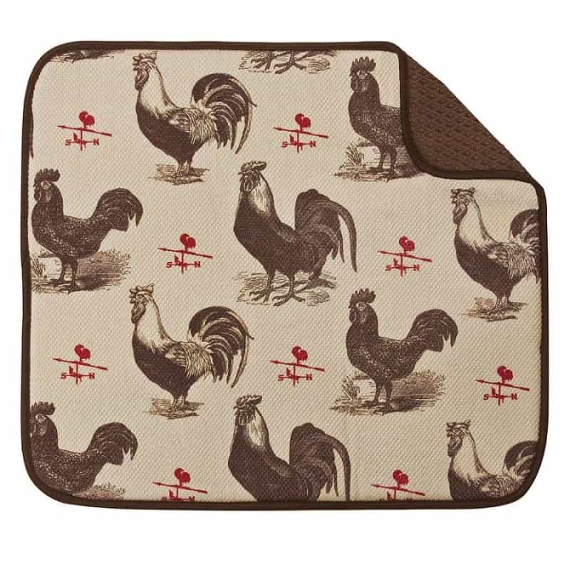 Rooster Dish Drying Mat 16" X 18"