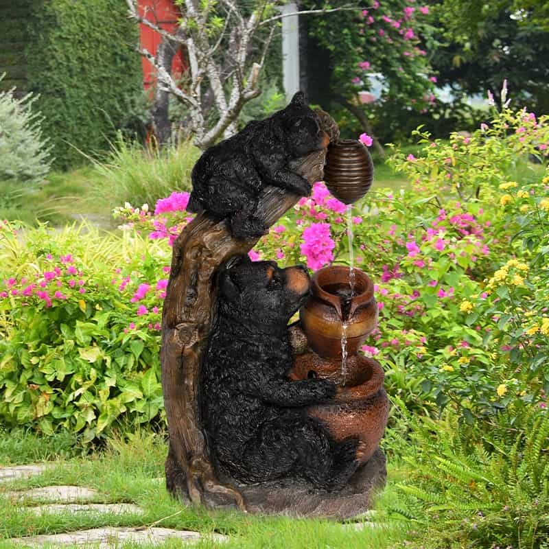 Ferrisland® Dancing Bear Water Fountain, Outdoor Fountain For Garden
