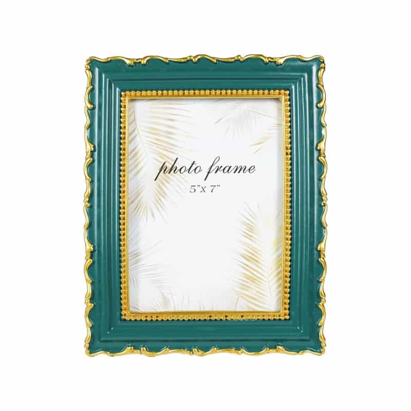 Ferrisland Vintage Picture Frame, 5X7 Green Antique Ornate Picture Frame, Victorian Retro Decorative Photo Frames For Tabletop & Wall, Gift Idea
