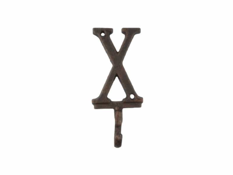 Rustic Copper Cast Iron Letter X Alphabet Wall Hook 6"