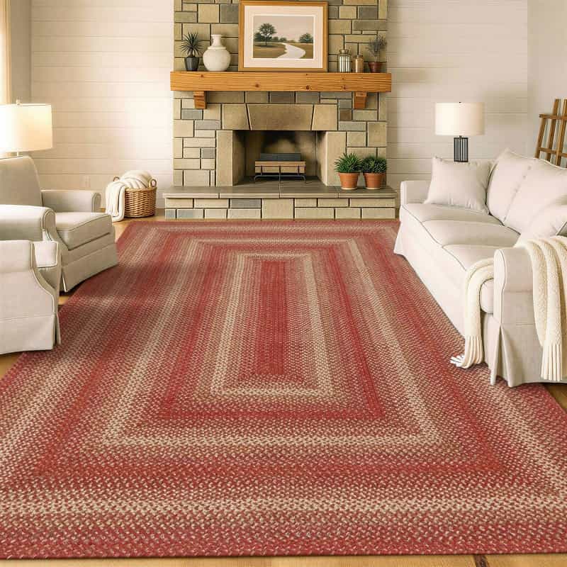 Apple Pie Red Braided Jute Area Rug