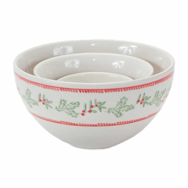 Christmas Bowl (Set Of 3) 3.5"D X 2"H, 5"D X 2.75"H, 6.75"D X 3.75"H Stoneware (Dishwasher And Micro