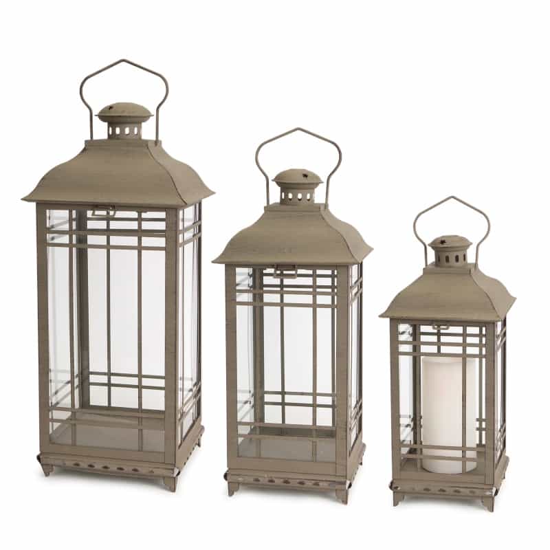 Lantern (Set Of 3) 14"H, 17"H, 20"H Metal/Glass