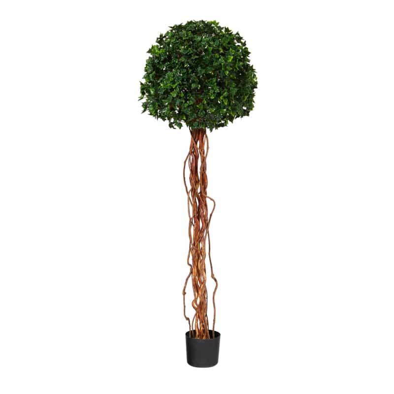 5.5’ English Ivy Single Ball Artificial Topiary Tree With Natural Trunk Uv Resistant (Indoor/Outdoor)