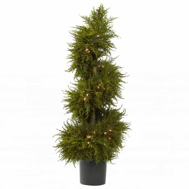 43” Cedar Spiral Topiary W/Lights