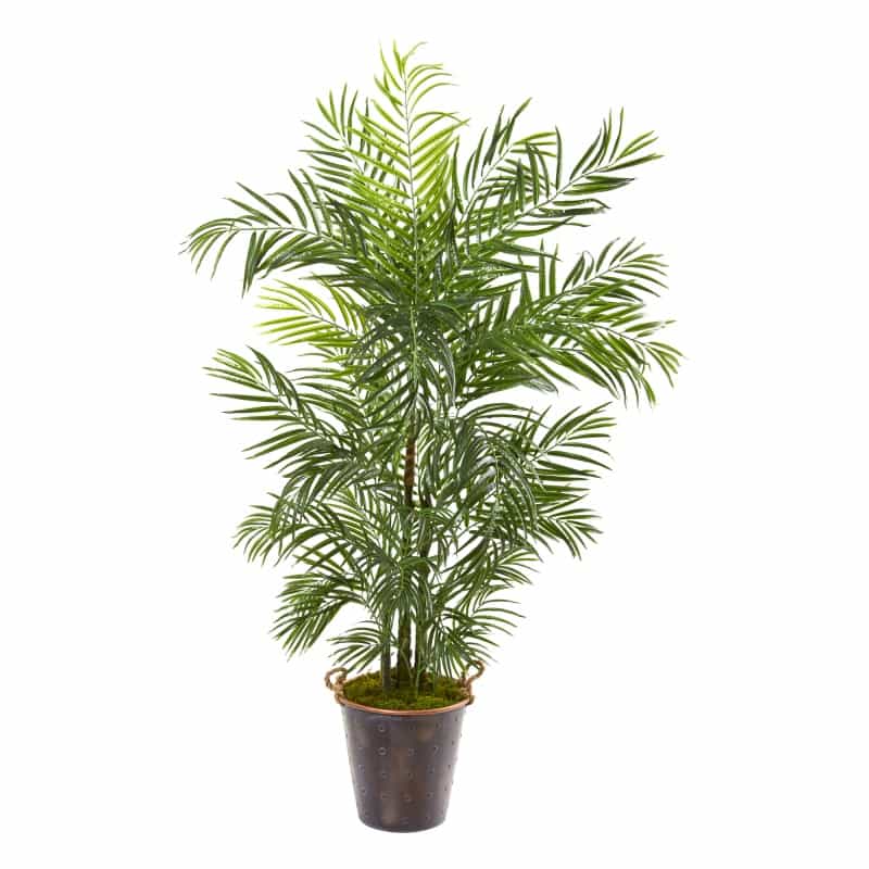 69” Areca Palm Artificial Tree In Metal Pail Uv Resistant (Indoor/Outdoor)