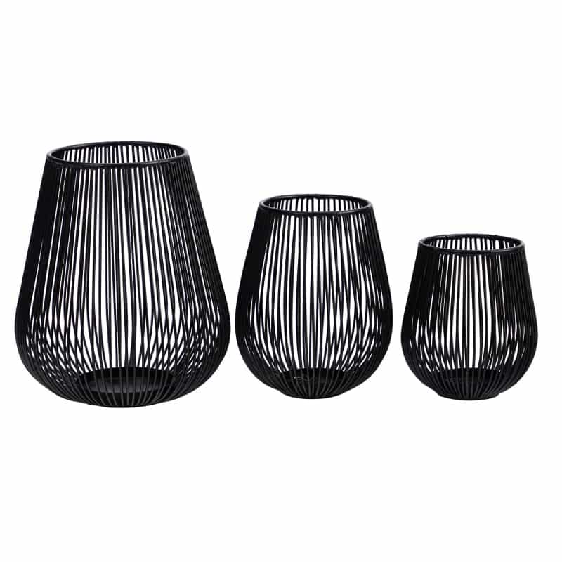 6”, 8” And 10’ Vintage Black Metal Wire Tea Votive Lantern Candle Holder (Set Of 3)