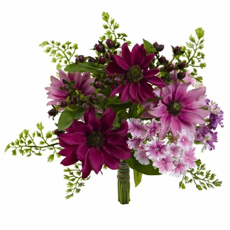 9” Mixed Pink Daisy Artificial Flower Bundle (Set Of 3)