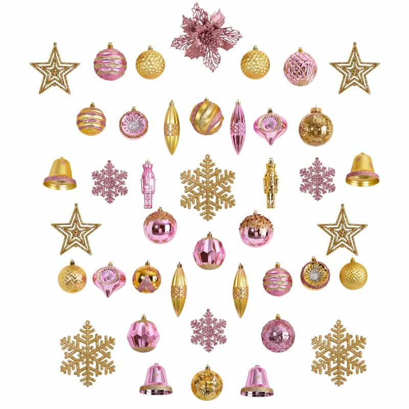Holiday Deluxe Shatterproof, 70 Count Christmas Tree Ornament Box Set, Re-Useable Container