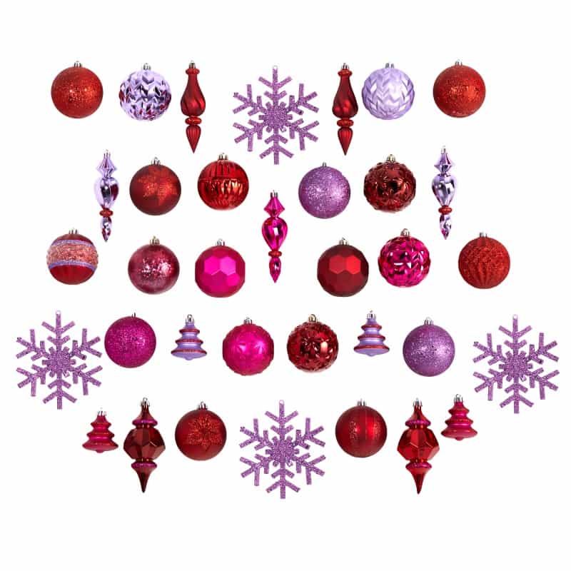 Holiday Deluxe Shatterproof, 50 Count Christmas Tree Ornament Box Set, Re-Useable Container