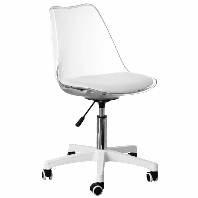 Clear Acrylic Desk Chair - Armless Office Chair, Height Adjustable, Rolling Chair - Modern Ghost Chair, Perfect For Home Office Or Vanity With Swivel Function