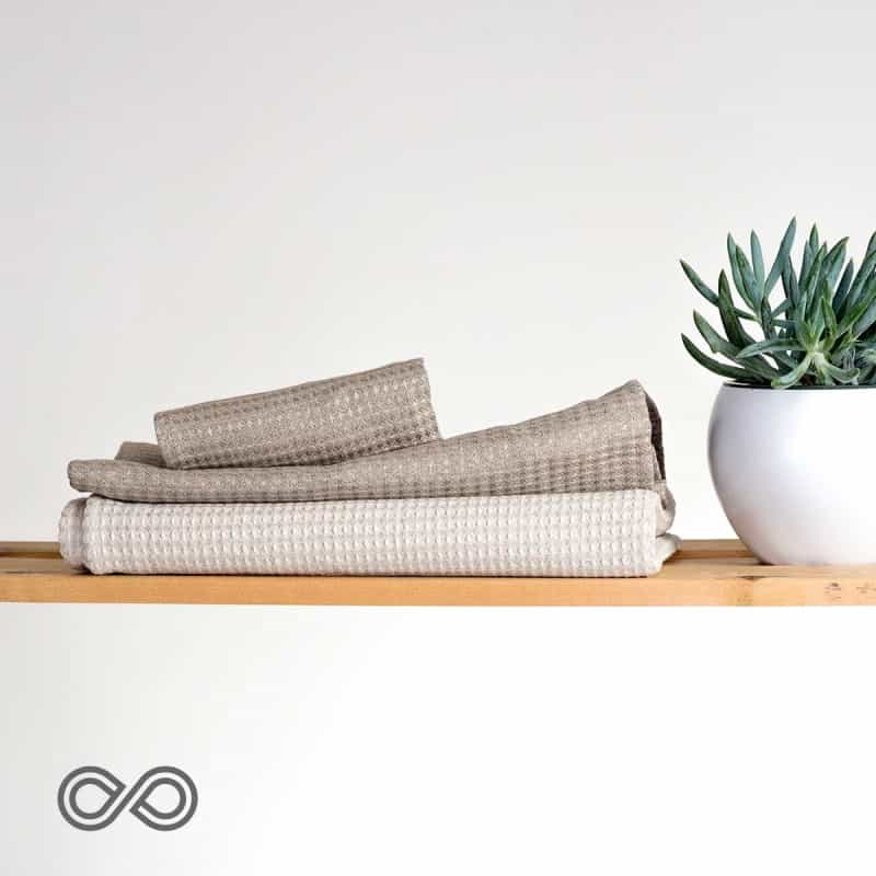 Vermouth Organic Linen Honeycomb Woven Bath Towels (Plastic-Free)