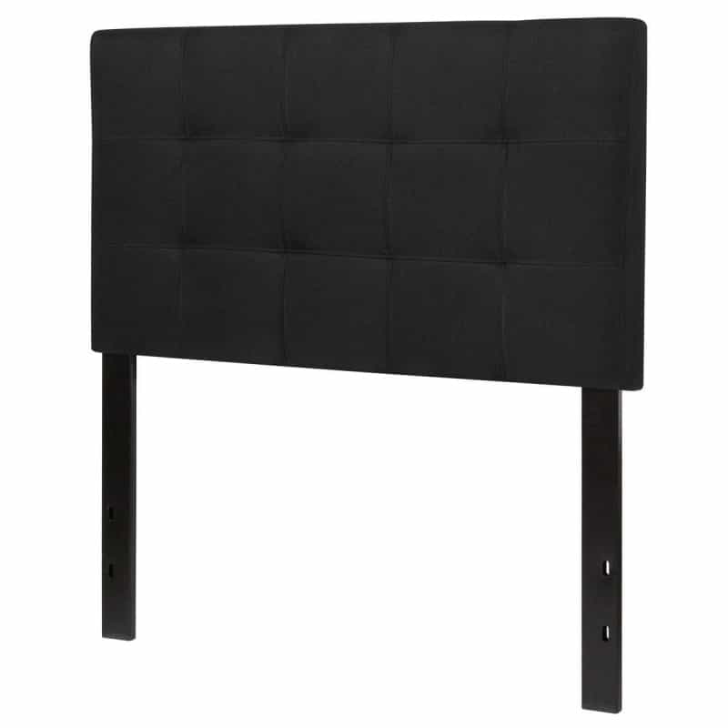 Twin Size Modern Black Fabric Box-Stitch Upholstered Headboard
