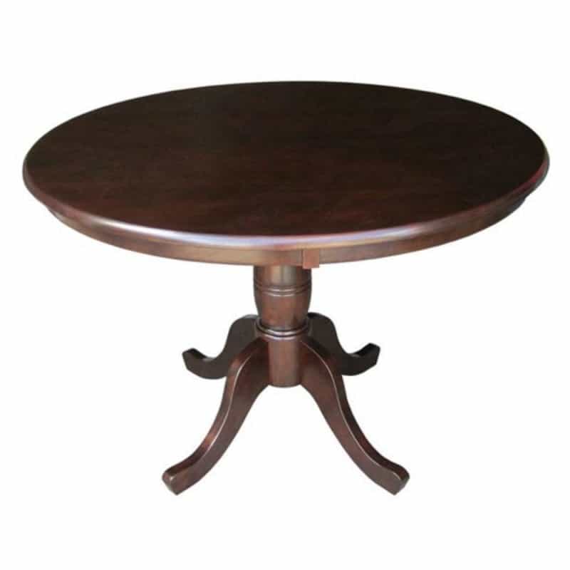 Round 36-Inch Solid Wood Kitchen Dining Table In Rich Mocha
