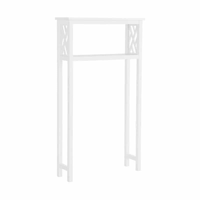 White Solid Wood Over The Toilet 1-Shelf Storage Rack