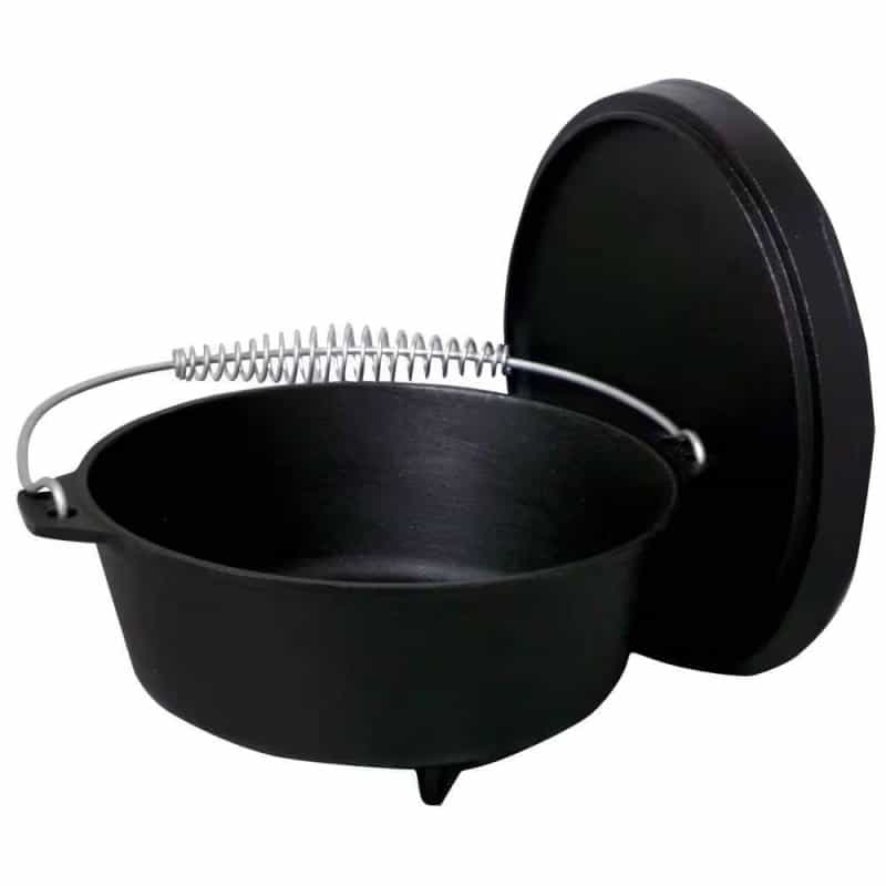 2-Gallon Seasoned Cast Iron Dutch Oven With Lid And Spiral Metal Handle