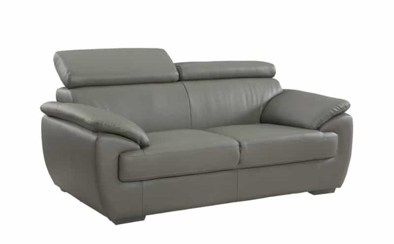 69" Gray And Silver Faux Leather Loveseat