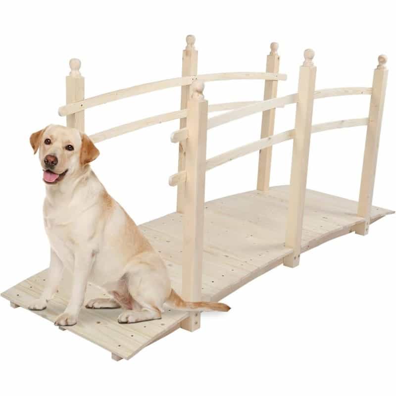 Outdoor 7.5-Ft Wooden Garden Bridge In Natural Wood Finish
