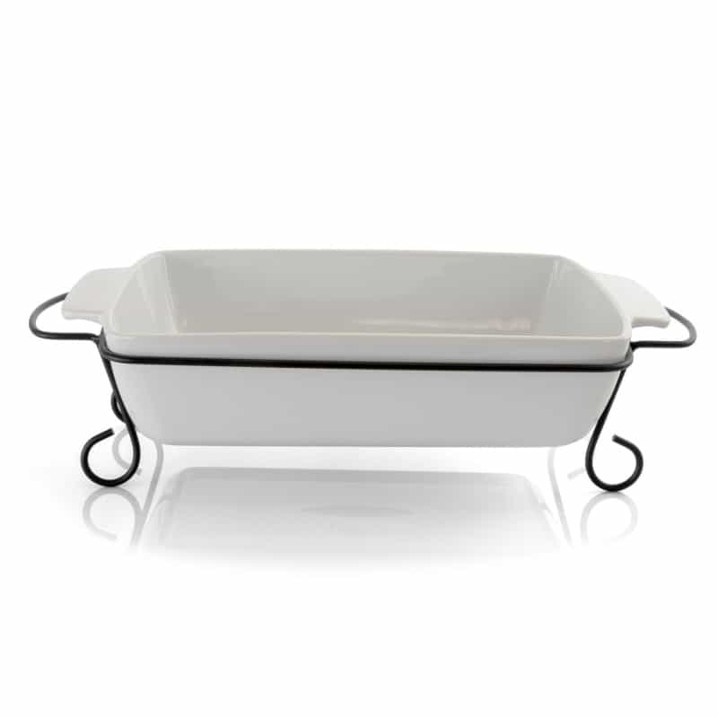 Gibson Elite 2 Piece Rectangle 15.5 Inch Stoneware Bakeware With Metal Rack