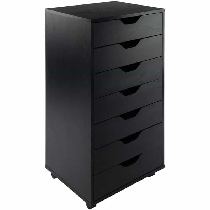 Modern Scandinavian Style 7-Drawer Storage Cabinet Chest In Black Finish
