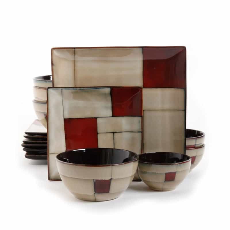 Gibson Elite Azeal 16 Piece Double Bowl Dinnerware Set In Taupe