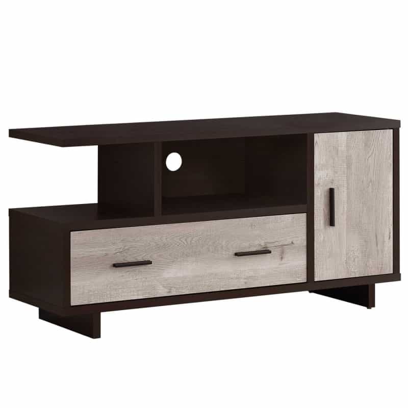 47" Wood Brown Cabinet Enclosed Storage Tv Stand